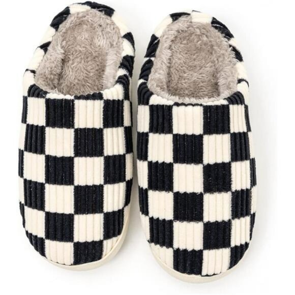 Fuzzy memory foam house slippers indoor outdoor shoes with faux fur lining - Picture 3 of 7